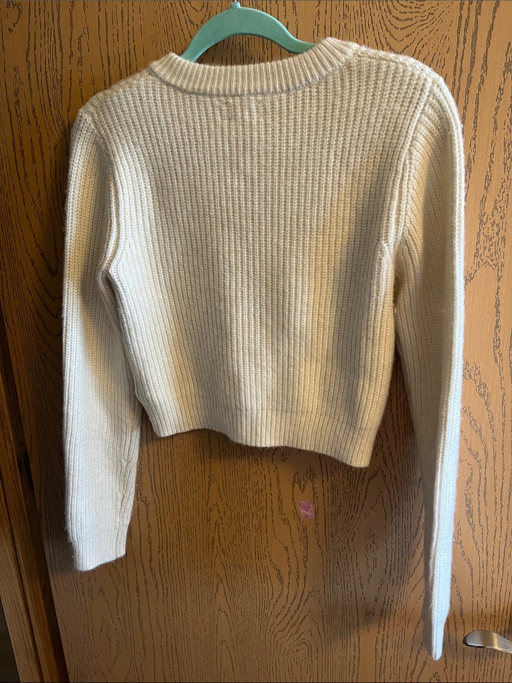 Jessica Simpson Cream Ribbed Cropped Button Cardigan - Picture 3 of 3